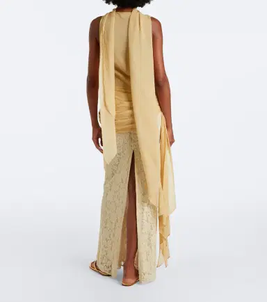 DE LA VALI Rosa lace-paneled georgette maxi dress | Thumbnail 7 DE LA VALI Rosa lace-paneled georgette maxi dress | Thumbnail 7