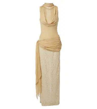 DE LA VALI Rosa lace-paneled georgette maxi dress | Thumbnail 1 DE LA VALI Rosa lace-paneled georgette maxi dress | Thumbnail 1