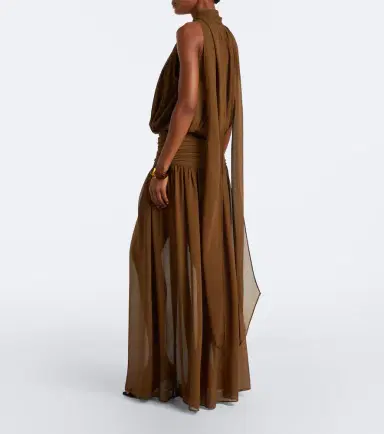 DE LA VALI Cruz draped chiffon maxi dress | Thumbnail 2