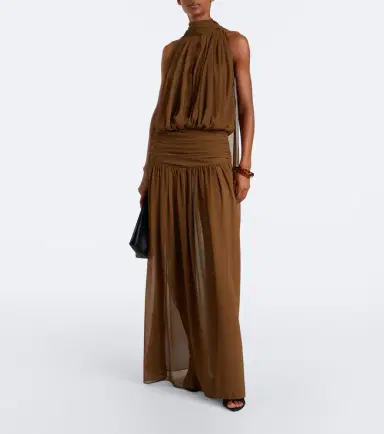 DE LA VALI Cruz draped chiffon maxi dress | Thumbnail 5