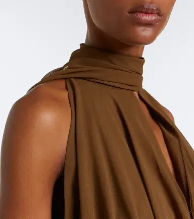 DE LA VALI Cruz draped chiffon maxi dress | Thumbnail 6