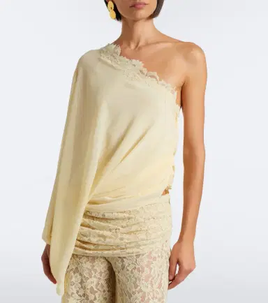 DE LA VALI Elia one-shoulder georgette top | Thumbnail 3