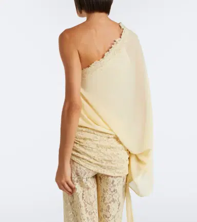 DE LA VALI Elia one-shoulder georgette top | Thumbnail 6