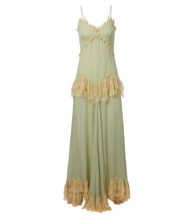 De La Vali Estela lace-trimmed georgette maxi dress