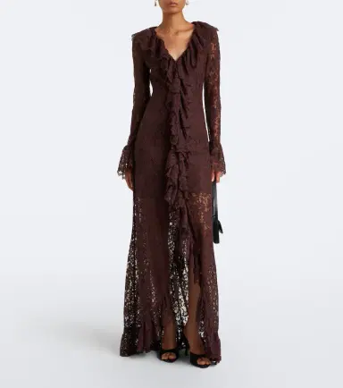 DE LA VALI Clementina asymmetric lace maxi dress | Thumbnail 2