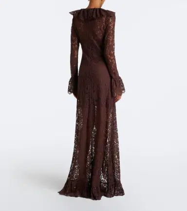 DE LA VALI Clementina asymmetric lace maxi dress | Thumbnail 7