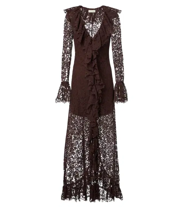 Clementina asymmetric lace maxi dress