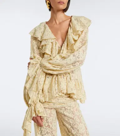 DE LA VALI Mija ruffled lace blouse | Thumbnail 3