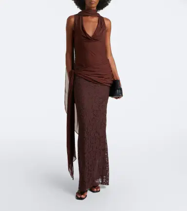 DE LA VALI Rosa georgette and lace maxi dress | Thumbnail 6 DE LA VALI Rosa georgette and lace maxi dress | Thumbnail 6
