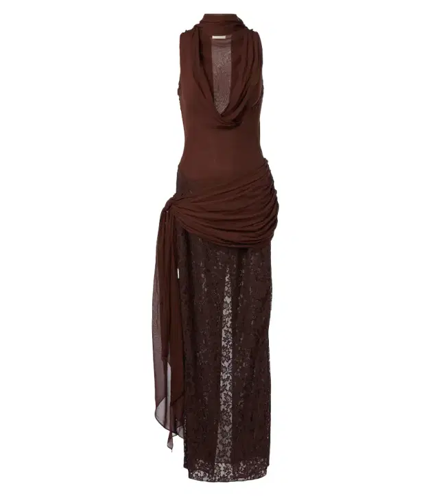 Rosa georgette and lace maxi dress
