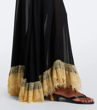 DE LA VALI Estela lace-trimmed georgette maxi dress | Thumbnail 3 DE LA VALI Estela lace-trimmed georgette maxi dress | Thumbnail 3