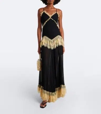 DE LA VALI Estela lace-trimmed georgette maxi dress | Thumbnail 6 DE LA VALI Estela lace-trimmed georgette maxi dress | Thumbnail 6