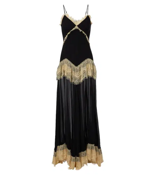 Estela lace-trimmed georgette maxi dress