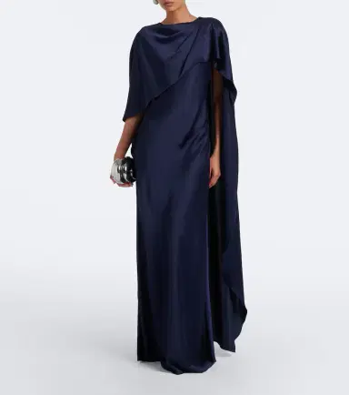 Simkhai Izel asymmetric caped satin gown | Thumbnail 2