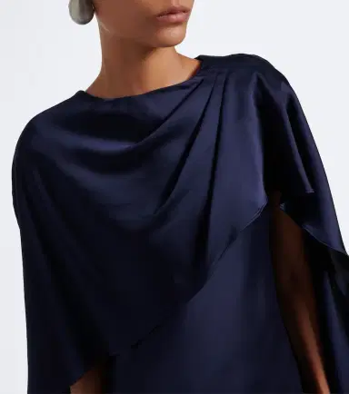 Simkhai Izel asymmetric caped satin gown | Thumbnail 4