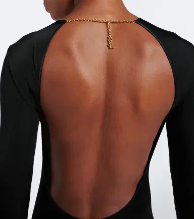 Saint Laurent Open-back jersey bodysuit | Thumbnail 3 Saint Laurent Open-back jersey bodysuit | Thumbnail 3