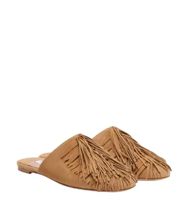 Aquazzura Maverick fringed suede mules | Thumbnail 1