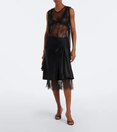 SIR. Ingrid lace-trimmed satin midi skirt | Thumbnail 2 SIR. Ingrid lace-trimmed satin midi skirt | Thumbnail 2