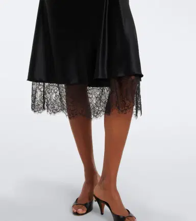 SIR. Ingrid lace-trimmed satin midi skirt | Thumbnail 3 SIR. Ingrid lace-trimmed satin midi skirt | Thumbnail 3