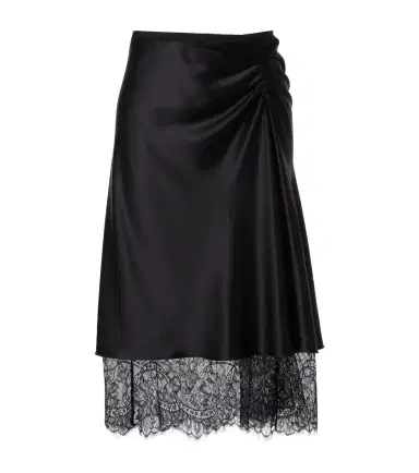 SIR. Ingrid lace-trimmed satin midi skirt | Thumbnail 1 SIR. Ingrid lace-trimmed satin midi skirt | Thumbnail 1