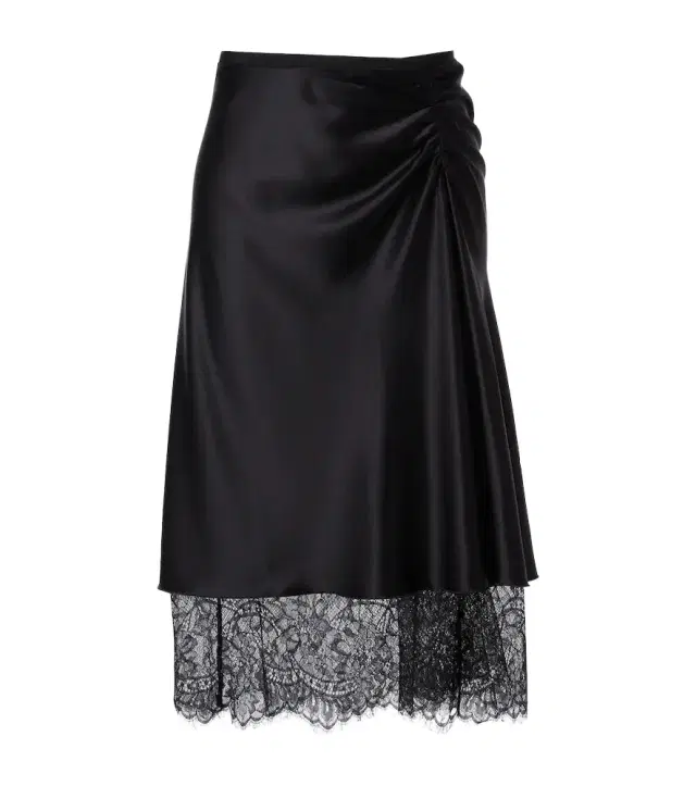 SIR Ingrid lace-trimmed satin midi skirt