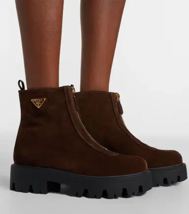 Prada Suede platform ankle boots | Thumbnail 5
