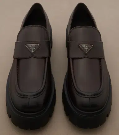 Prada Logo leather platform loafers | Thumbnail 4