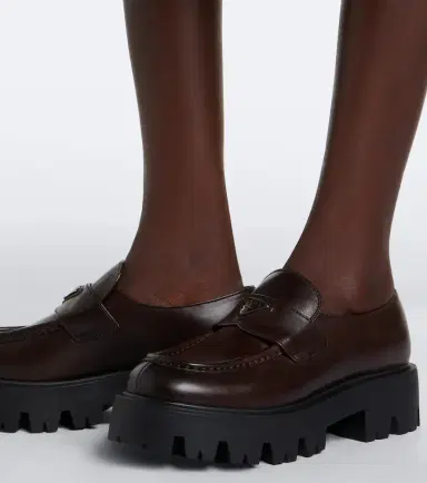 Prada Logo leather platform loafers | Thumbnail 6