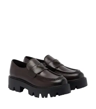 Prada Logo leather platform loafers | Thumbnail 1