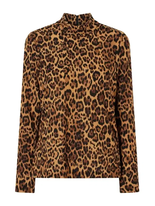 Leopard-print Turtleneck Sweater