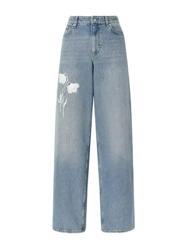 Mid-rise Straight-leg Floral-embroidered Jeans