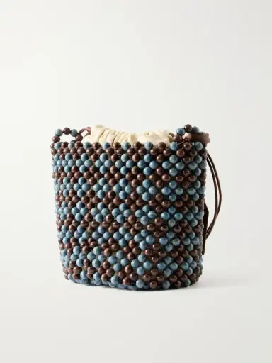 Marni Leather-trimmed Beaded Wood And Canvas Tote | Thumbnail 4