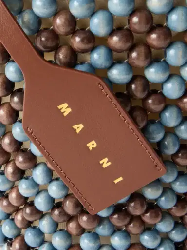 Marni Leather-trimmed Beaded Wood And Canvas Tote | Thumbnail 5