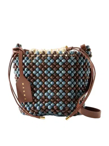 Marni Leather-trimmed Beaded Wood And Canvas Tote | Thumbnail 1