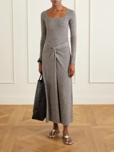 The Elder Statesman Knotted Marl Knitted Cashmere Midi Skirt | Thumbnail 2 The Elder Statesman Knotted Marl Knitted Cashmere Midi Skirt | Thumbnail 2