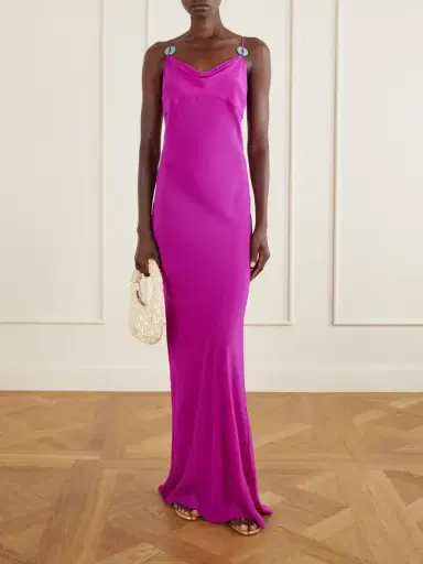 SARA CRISTINA Palm Turquoise-embellished Silk-chiffon Maxi Dress | Thumbnail 2 SARA CRISTINA Palm Turquoise-embellished Silk-chiffon Maxi Dress | Thumbnail 2