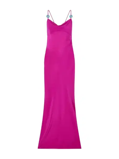 SARA CRISTINA Palm Turquoise-embellished Silk-chiffon Maxi Dress | Thumbnail 1 SARA CRISTINA Palm Turquoise-embellished Silk-chiffon Maxi Dress | Thumbnail 1