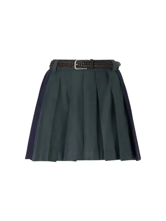 Odessa Belted Pleated Leather-trimmed Cotton-poplin Mini Skirt