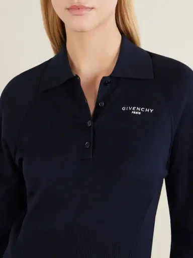 Givenchy Logo-embroidered Cotton And Silk-blend Polo Sweater | Thumbnail 5 Givenchy Logo-embroidered Cotton And Silk-blend Polo Sweater | Thumbnail 5