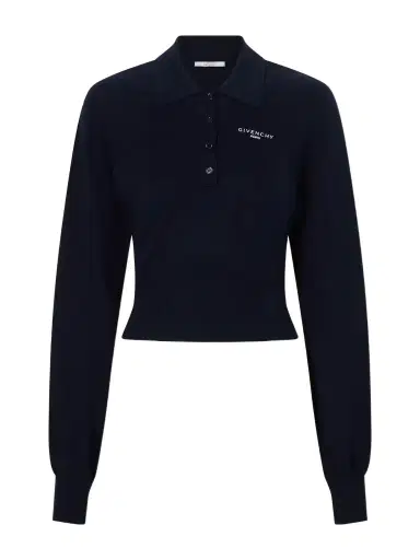 Givenchy Logo-embroidered Cotton And Silk-blend Polo Sweater | Thumbnail 1 Givenchy Logo-embroidered Cotton And Silk-blend Polo Sweater | Thumbnail 1