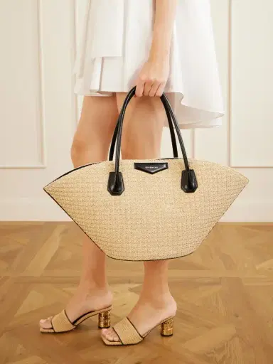 Givenchy Antigona Small Leather-trimmed Raffia Tote | Thumbnail 2