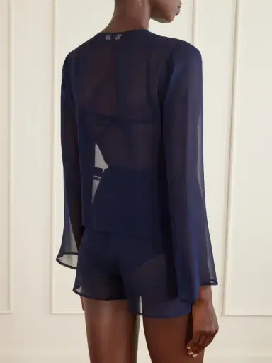 SARA CRISTINA Nerea Pearl-embellished Silk-chiffon Blouse | Thumbnail 4 SARA CRISTINA Nerea Pearl-embellished Silk-chiffon Blouse | Thumbnail 4
