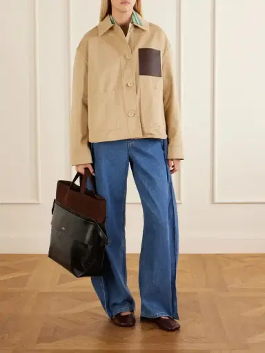 Loewe Logo-embossed Leather-trimmed Cotton-gabardine Jacket | Thumbnail 2