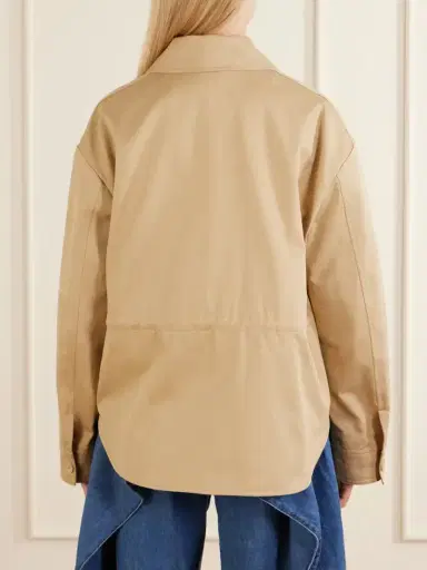 Loewe Logo-embossed Leather-trimmed Cotton-gabardine Jacket | Thumbnail 4