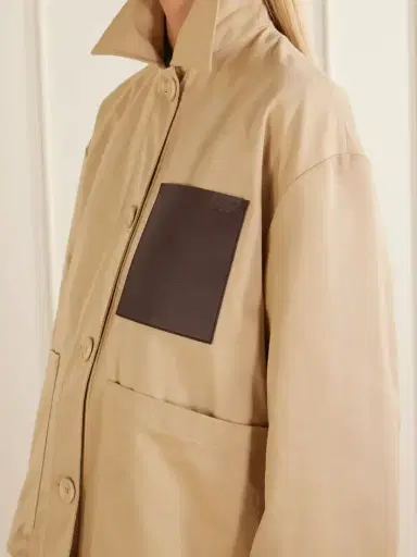 Loewe Logo-embossed Leather-trimmed Cotton-gabardine Jacket | Thumbnail 5