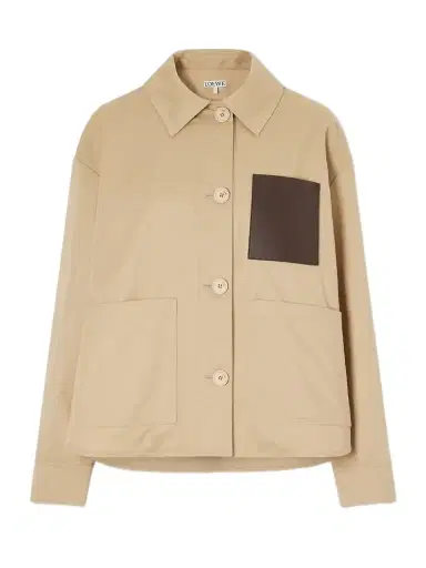Loewe Logo-embossed Leather-trimmed Cotton-gabardine Jacket | Thumbnail 1