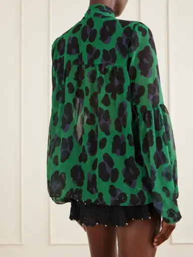 ANNA SUI Knotted Gathered Leopard-print Georgette Blouse | Thumbnail 4 ANNA SUI Knotted Gathered Leopard-print Georgette Blouse | Thumbnail 4