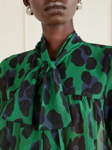 ANNA SUI Knotted Gathered Leopard-print Georgette Blouse | Thumbnail 5 ANNA SUI Knotted Gathered Leopard-print Georgette Blouse | Thumbnail 5