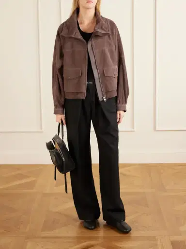 Loewe Logo-embroidered Paneled Suede Jacket | Thumbnail 2 Loewe Logo-embroidered Paneled Suede Jacket | Thumbnail 2