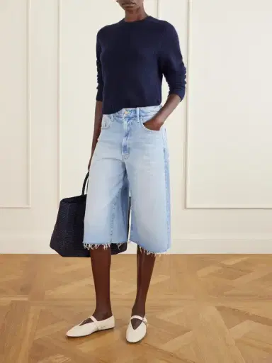 Mother The Whole Lot Zip Fray Low-rise Wide-leg Denim Shorts | Thumbnail 2 Mother The Whole Lot Zip Fray Low-rise Wide-leg Denim Shorts | Thumbnail 2